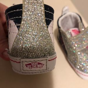 Worn twice, unicorn sparkly girls Vans crib shoes